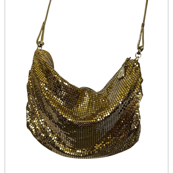 Whiting and Davis Gold Mesh Chainmail Crossbody Bag Excellent Made in USA - Picture 1 of 5